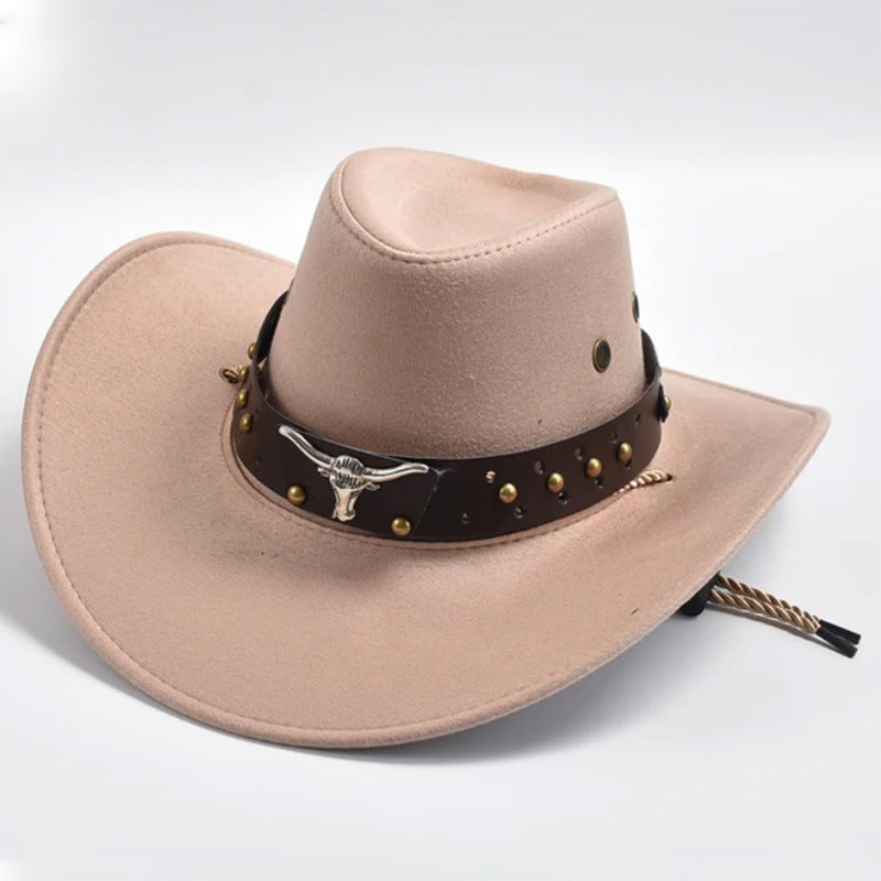 Artificial Suede Western Cowboy Hat Retro Large Edge Gentleman Jazz Outdoor Sunshade