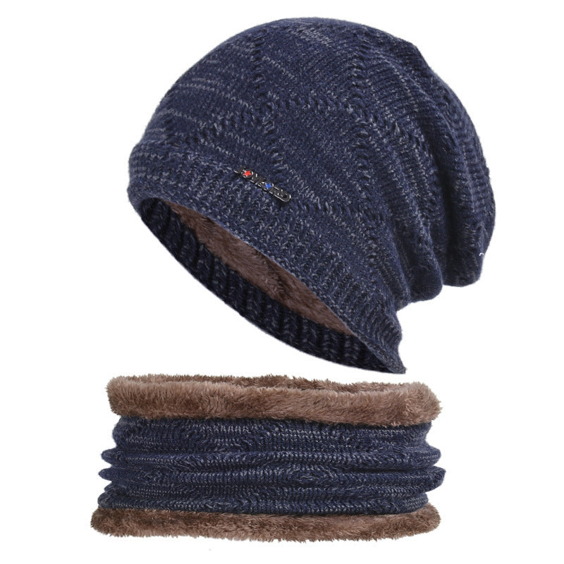 Biking Men's Two-piece Woolen Hat With Head And Ear Protection