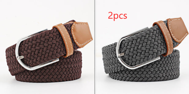 Women's Canvas Belt Student Pants Casual Stretch Braided Needle Buckle