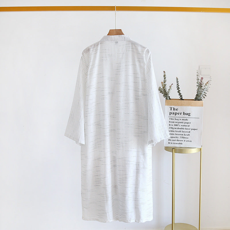 Summer Jacquard Gauze Cotton Kimono Thin Home Bathrobe Simple