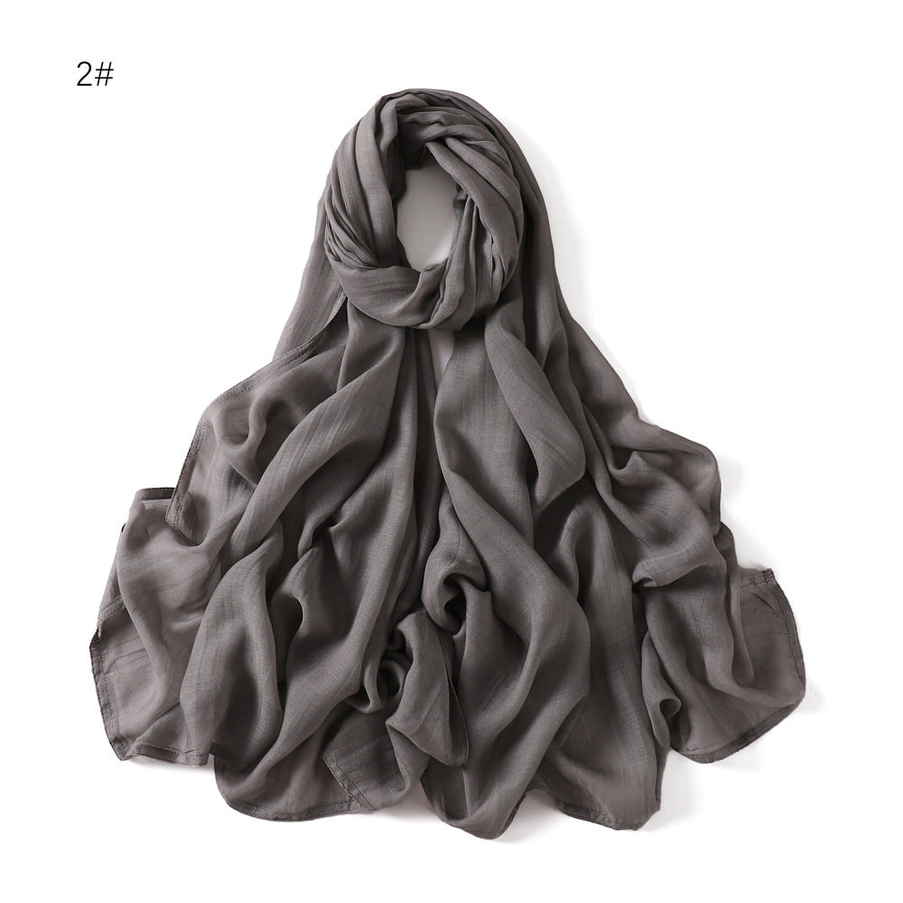 Solid Color Wide-brimmed Cotton And Linen Monochrome Scarf Veil