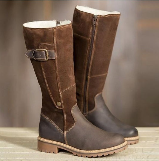 Low Heel High Tube Side Zipper Knight Boots