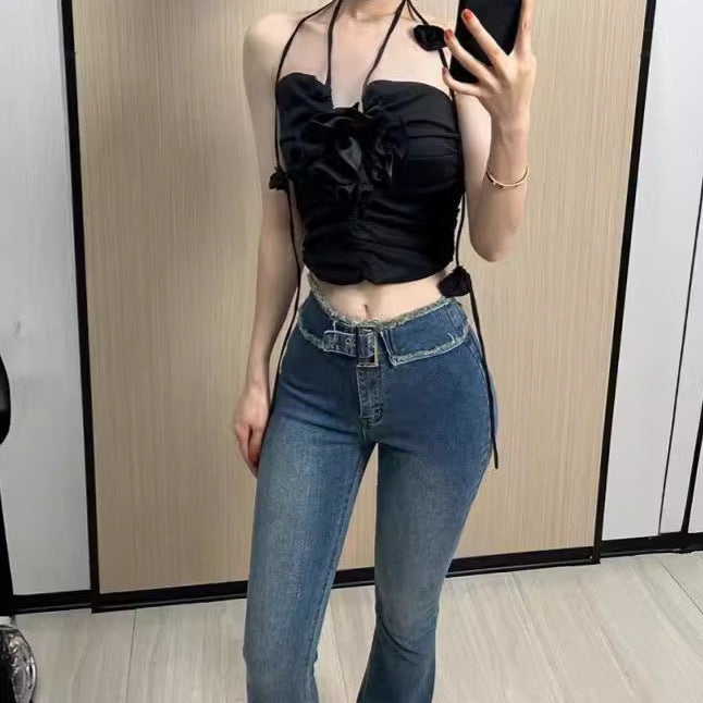 Hot Girl Skinny Jeans Women's Summer Thin Hong Kong Style Retro