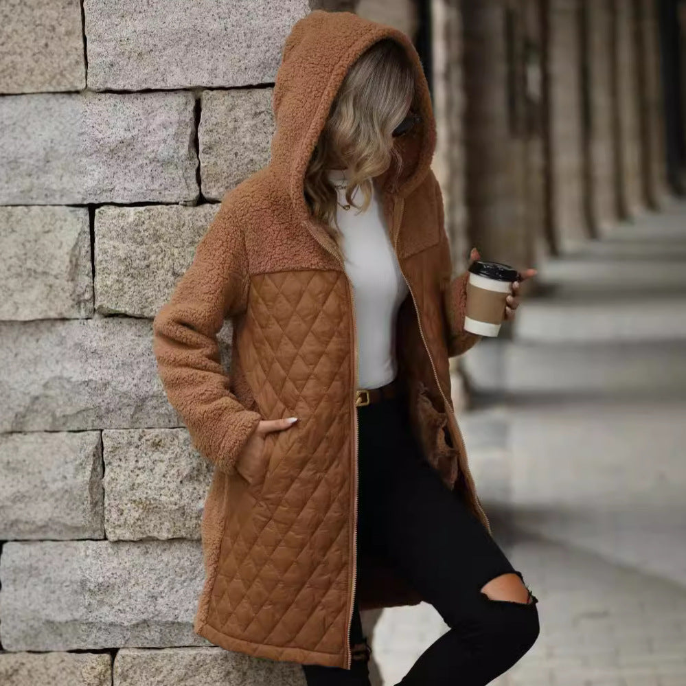 Women's Fashion Hooded Zipper Plush Coat