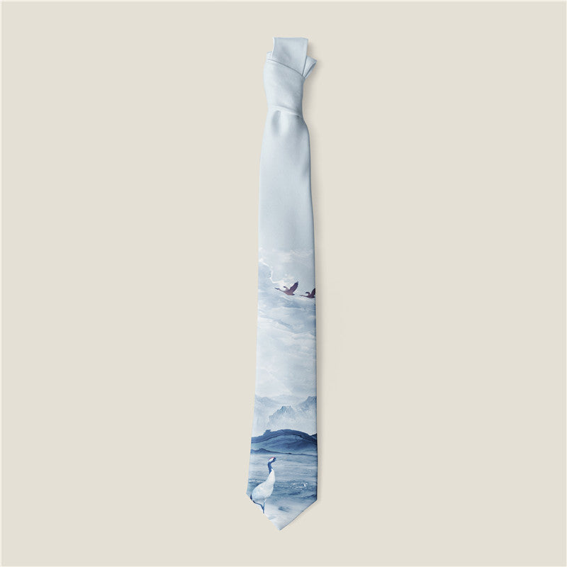 Fashion Animal Rose Creative Print Tie