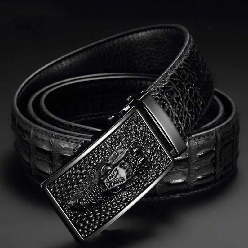 Men's Cowhide Automatic Buckle Waist Belt