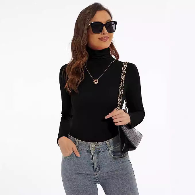 Women's Base Shirt Slim-fit Turtleneck Elegant Graceful