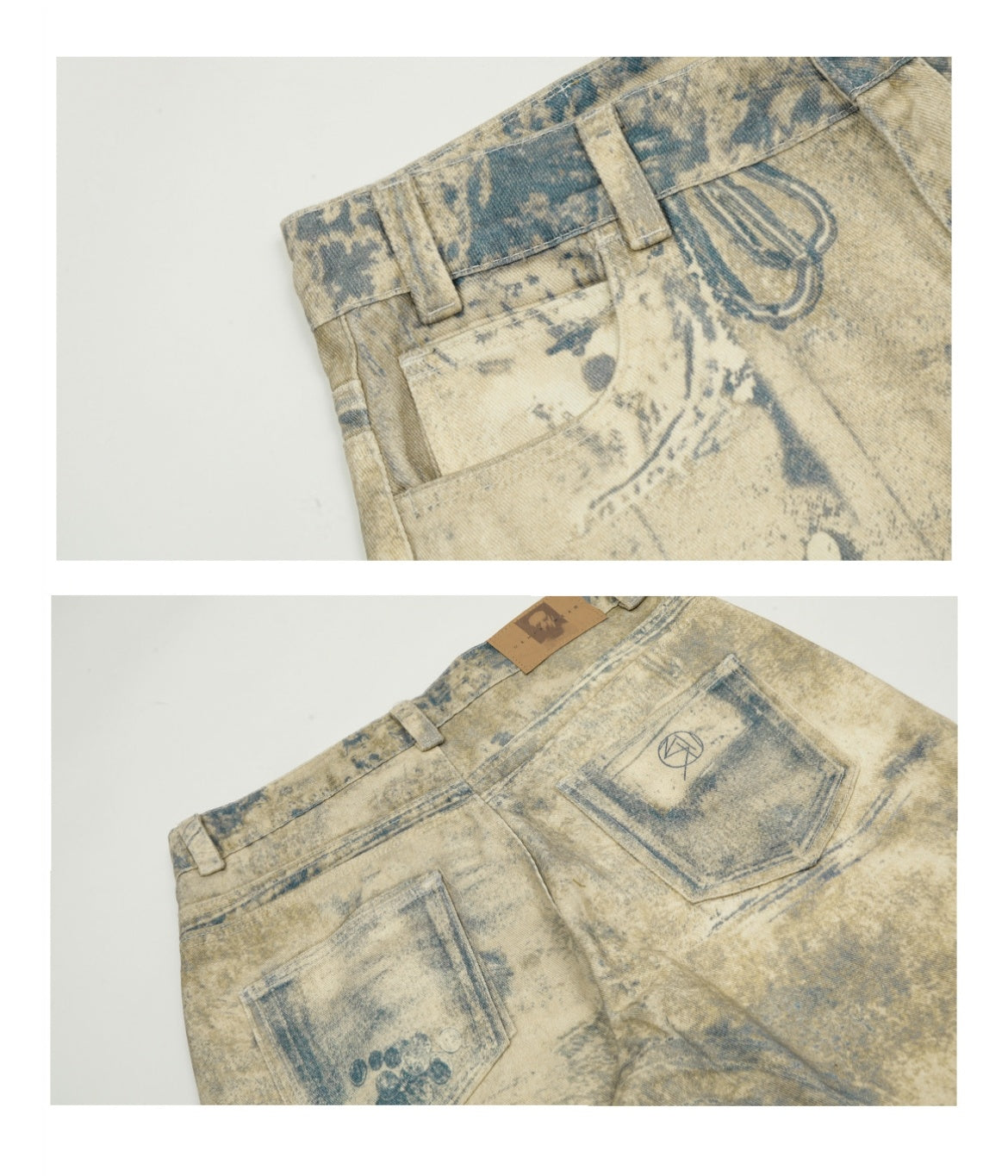 Retro 3D Printing Laser Full Printed Washed Jeans