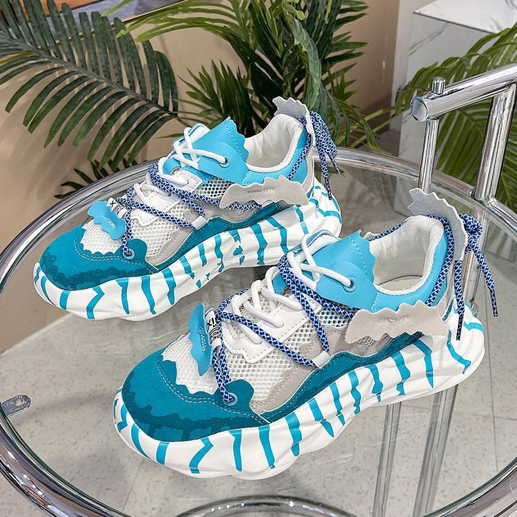 New Transparent Mesh Soft Leather Platform Light Sports Shoes