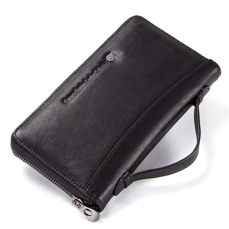 Long Top Layer Cowhide Men's Wallet Multifunctional