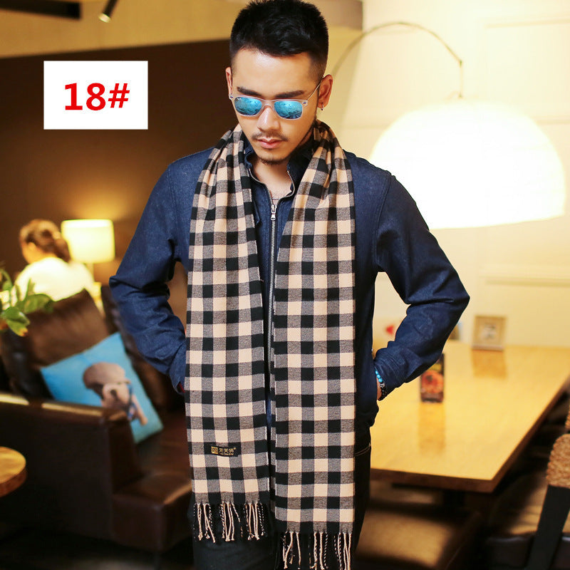 Men's Fashion Casual Warm Plaid Scarf