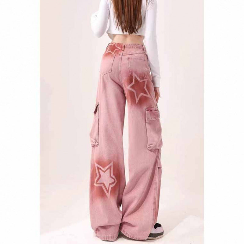 Cargo Jeans Women's Plus Size XINGX Printed Wide-leg Trousers