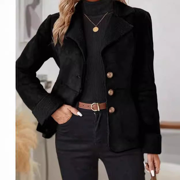 Casual Fashion Cold-proof Warm Fur Integrated Lapel Pocket Jacket