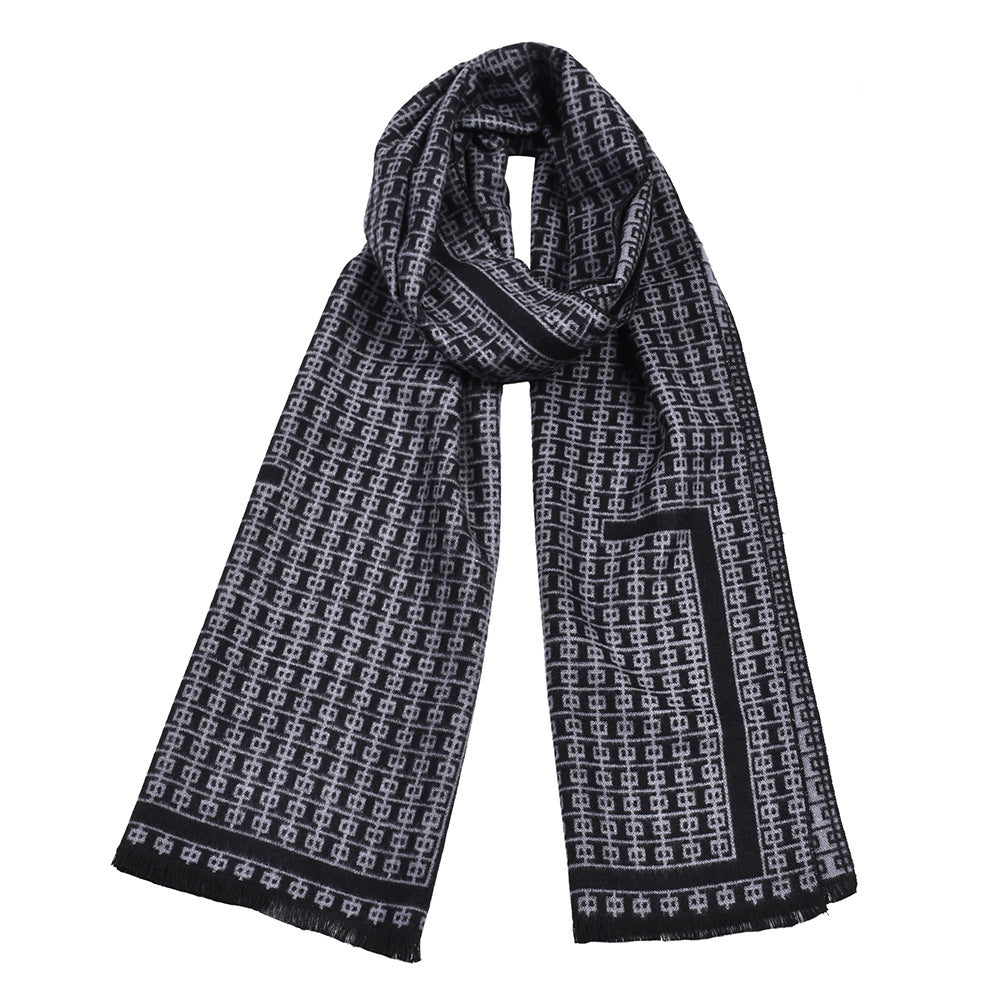 Double-sided Thick Warm Korean Men's Knitted Scarf