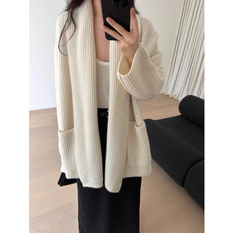 Elegant Mid-length Sweater Coat For Women