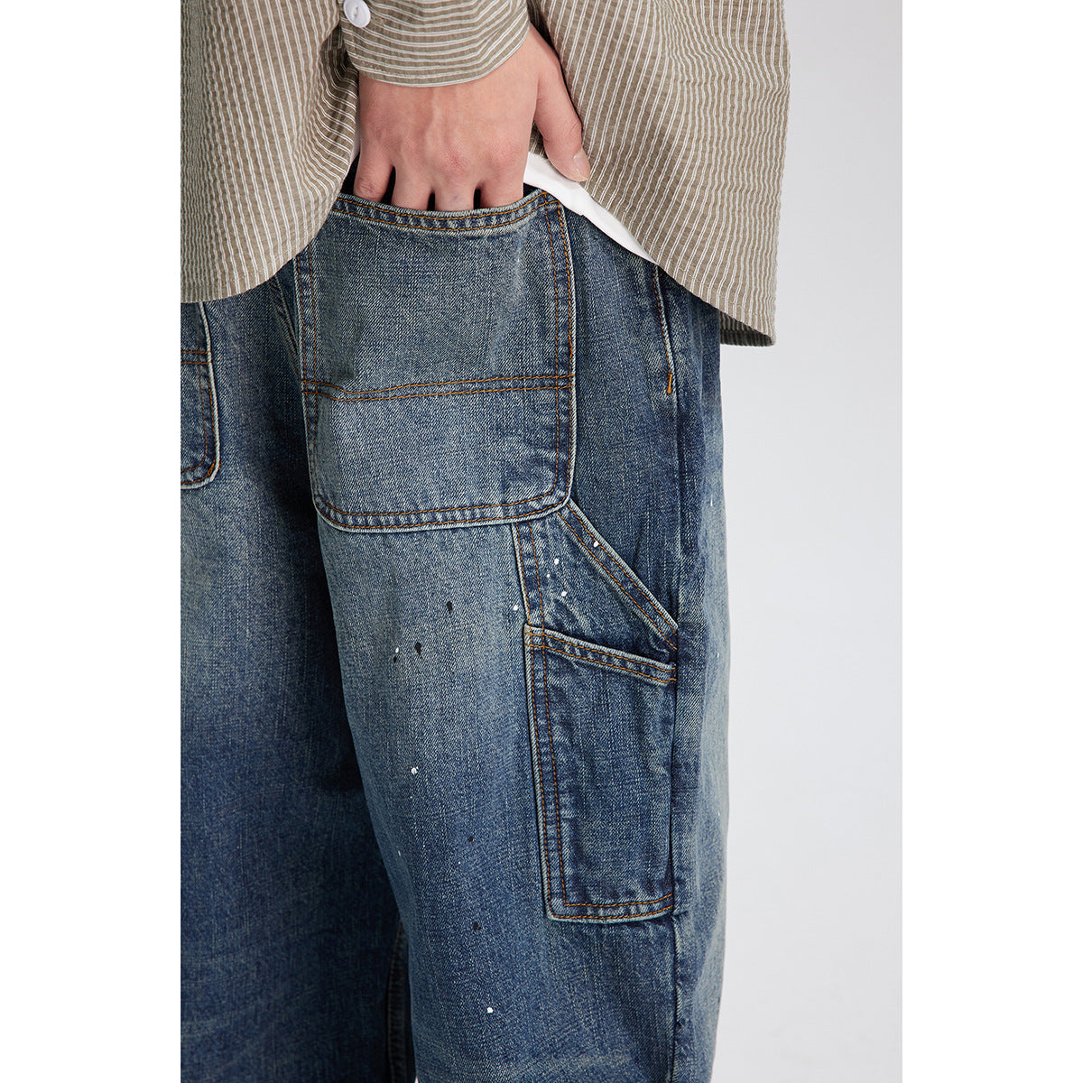 Spring New Versatile Loose Straight Washed Jeans