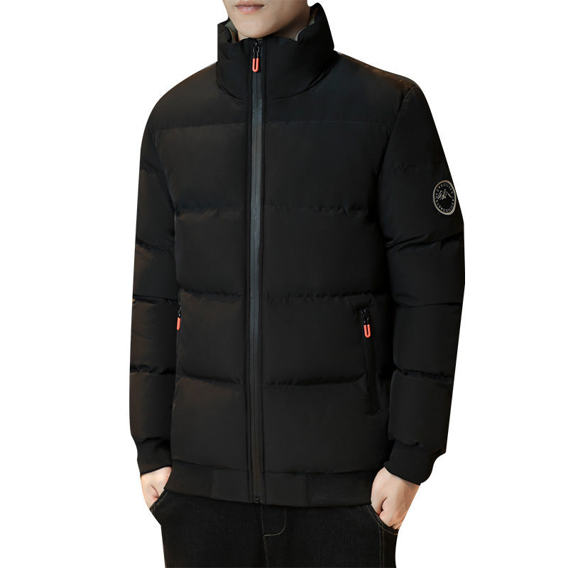 Men's Leisure Warm Windproof Zipped Stand Collar Winter Cotton-padded Jacket