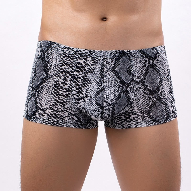 New Men's Boxer Briefs Printed Leopard Snake Print Low Waist Breathable And Comfortable