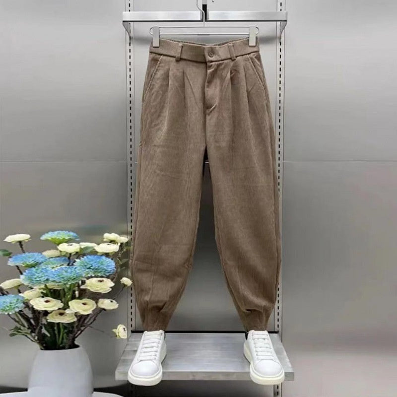 Fleece-lined Thickened Ankle-length Pants Male