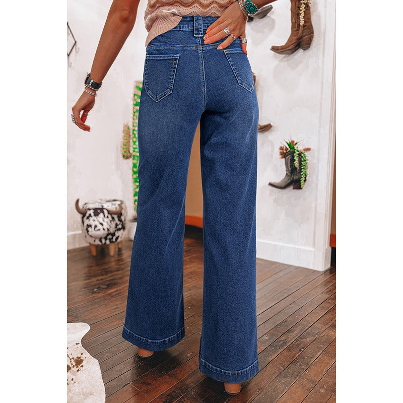 Fashion Retro All-match Straight-leg Trousers Women