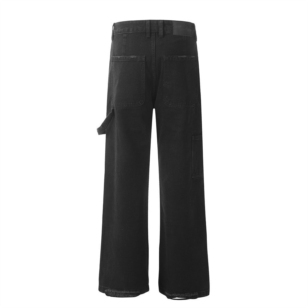 Men's Solid Color Loose Straight Trousers