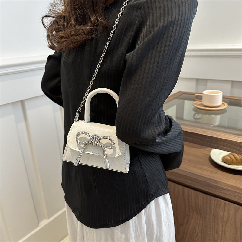 Simple Casual  Bowknot New Fashion Korean Chain Personality Hand-carrying Crossbody Shoulder Small Square Bag