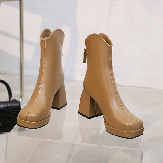 French Style Temperament High Heel Thin Ankle Boots