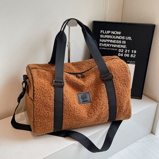 Autumn And Winter New Casual Portable Travel Large Capacity Simple Lambswool Shoulder Crossbody Tote Bag