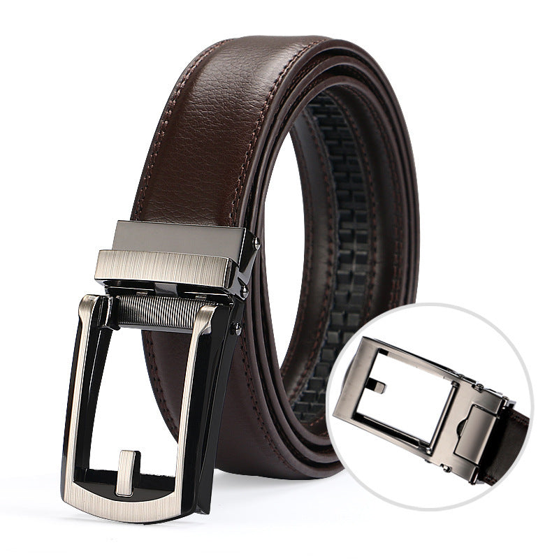 Two-layer Cowhide Fake Needle Automatic Buckle Men's Special Belt