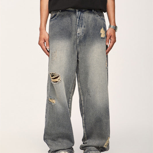 High Street Heavy Industry Water Washed Hole Jeans