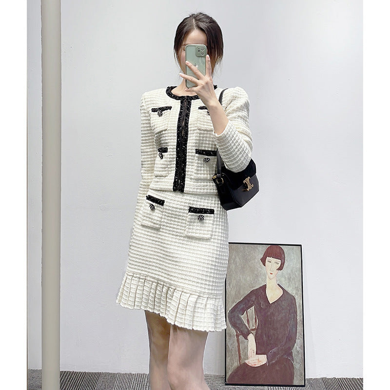 Winter New Women's Clothing Two-piece Skirt Top Knitted