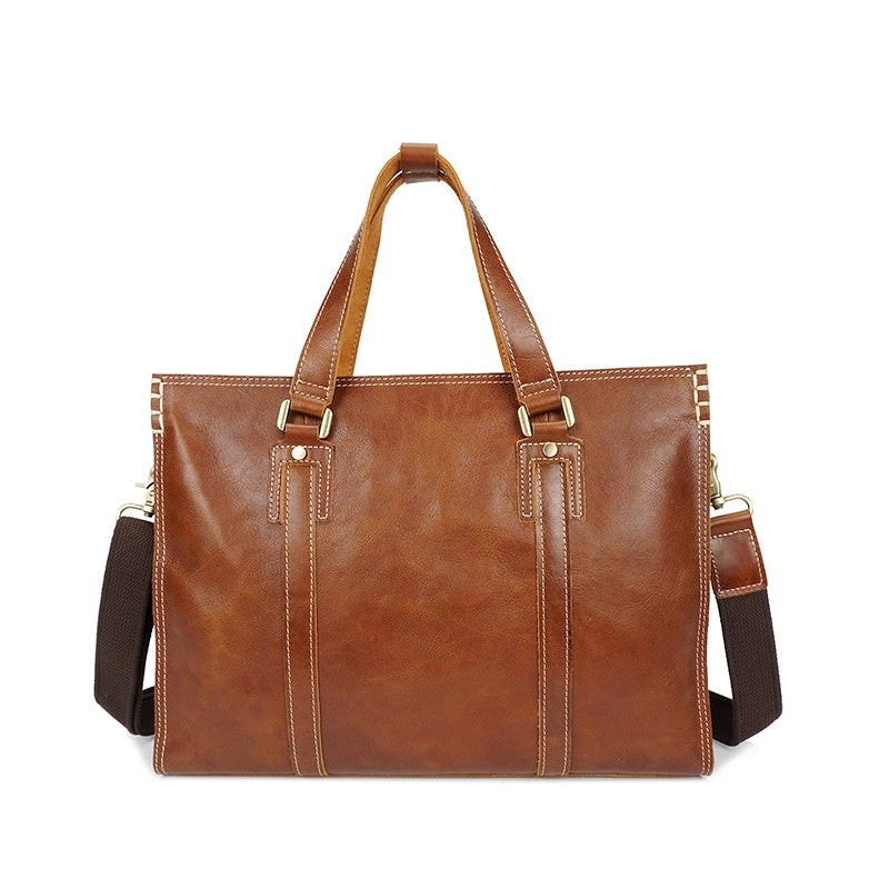 First Layer Cowhide Oily Leather Shoulder Messenger Bag