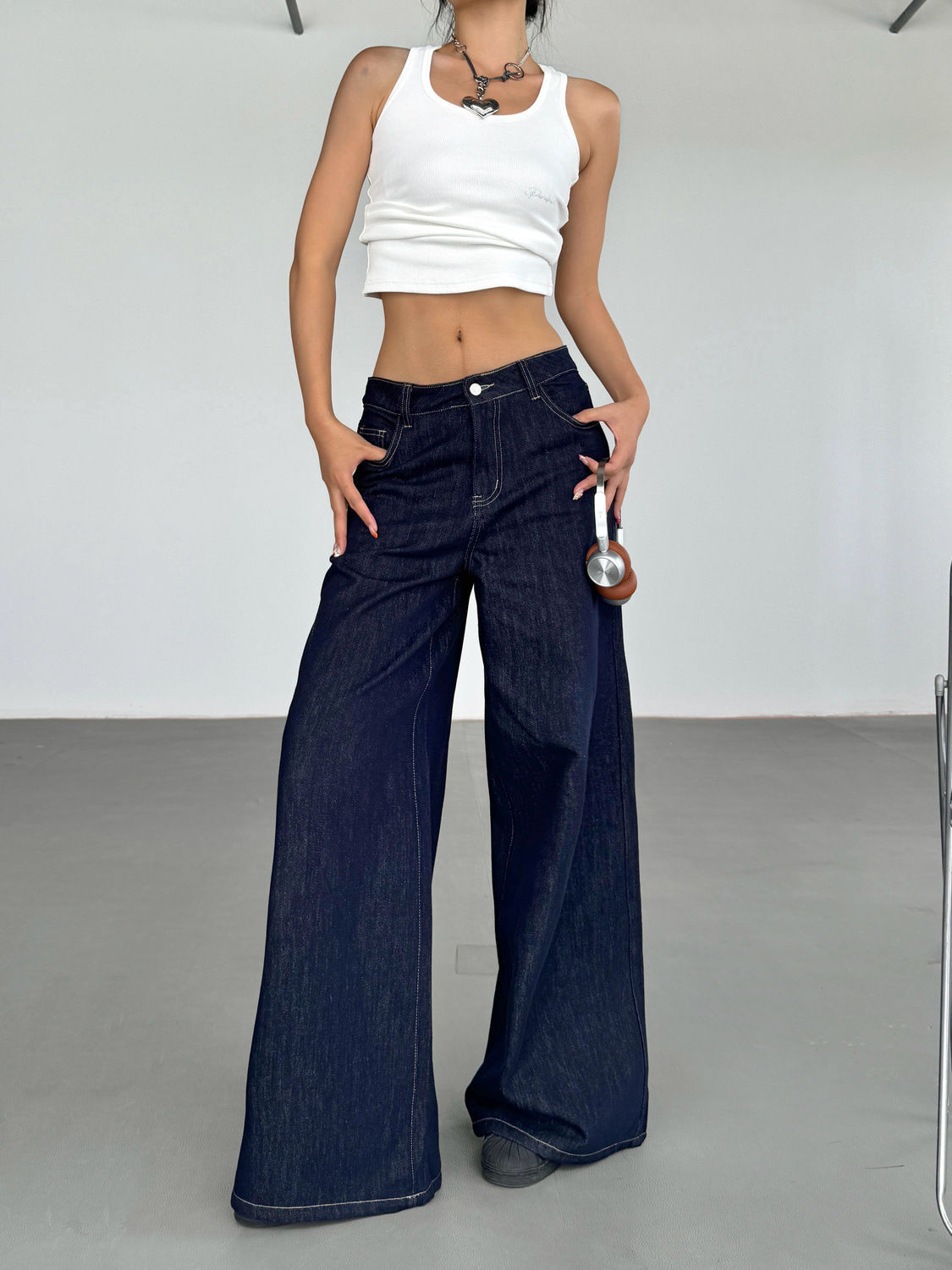 Fashion American Retro Wide Leg Jeans For Women