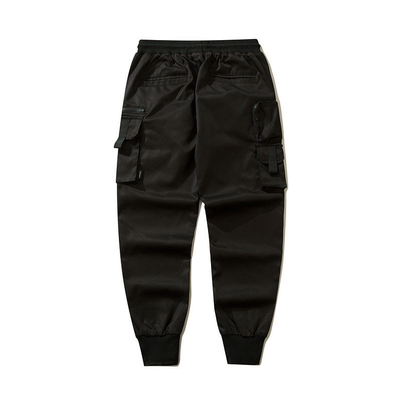 Autumn Dark Overalls Men's Loose Multi-pocket Ankle-tied Trousers