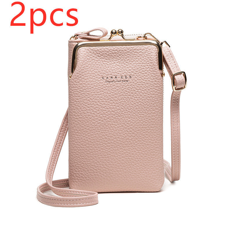 Fashion Lychee Pattern Solid Color Diagonal Shoulder Bag