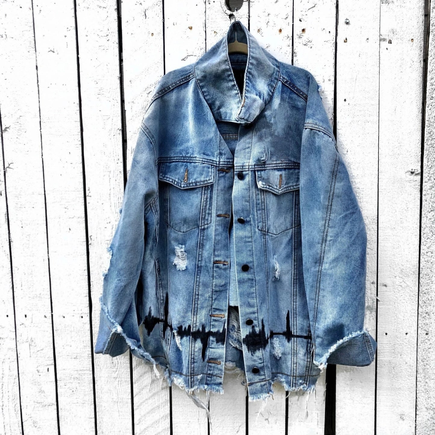 Loose Denim Jacket Women Spring And Autumn Lapel Long-Sleeved Irregular Hem Jacket Jacket