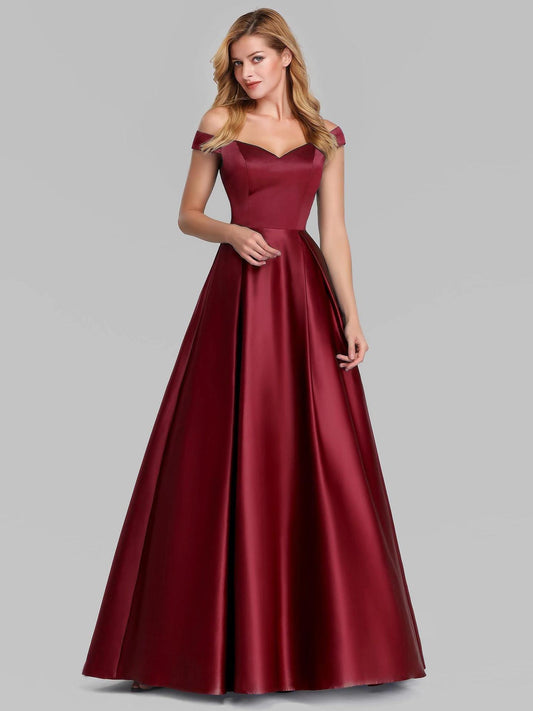 V-neck Solid Color Long Vintage Gown Dress