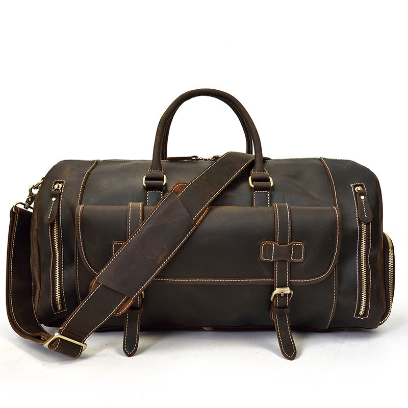 Fashion Vegetable Tanned Leather Travel Bag Men