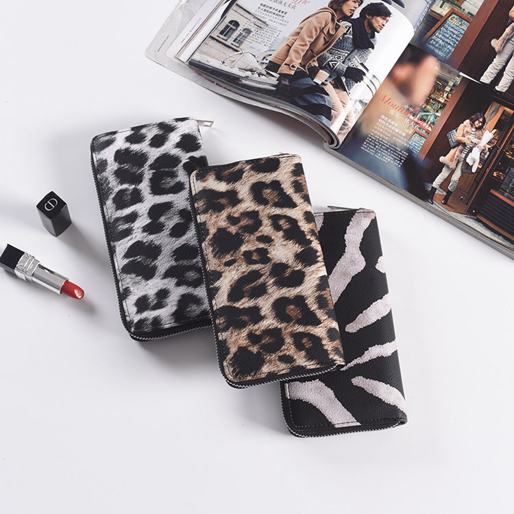 Fashion Long Zipper Women Wallets Bright Leather Black and White Wallet Wallet Prismatic Bag Flower Corner Clutch Bag Purse