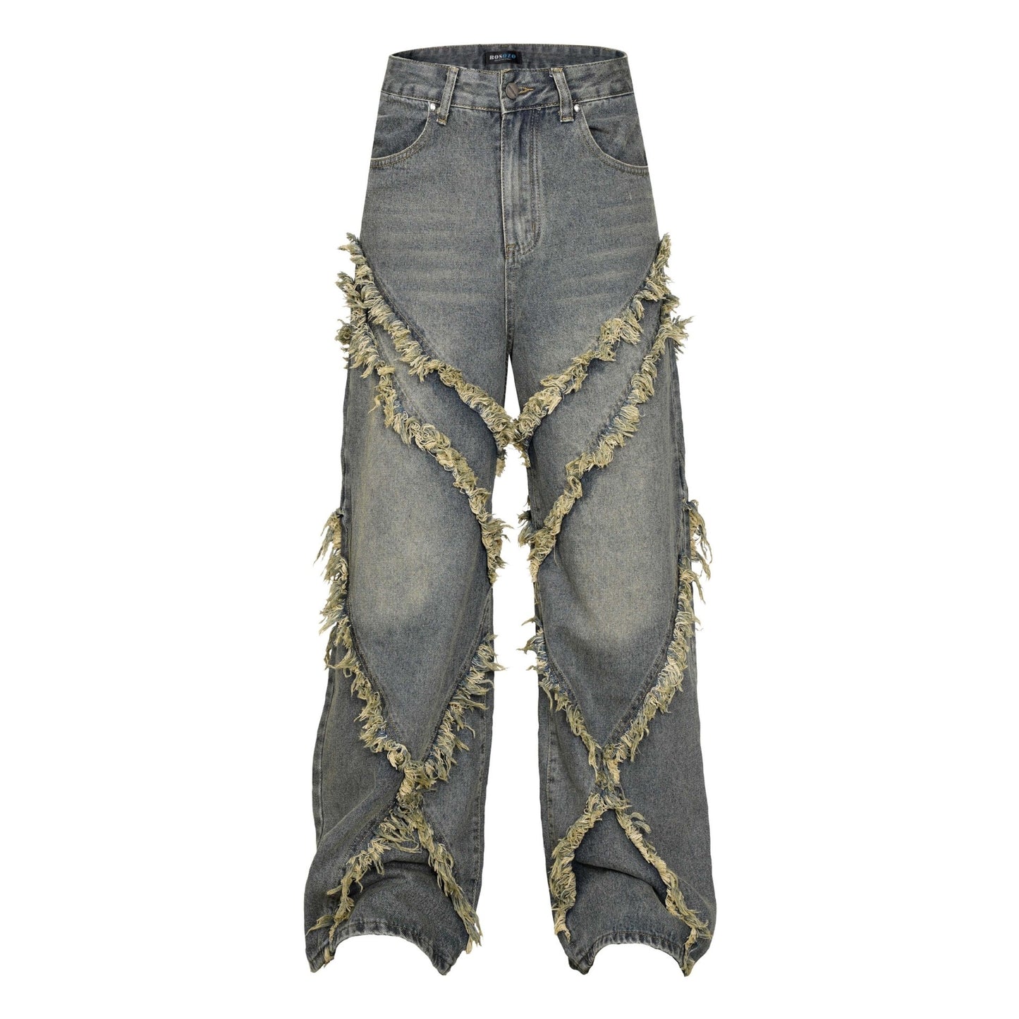 Wash Distressed Stitching Jeans With Whiskers Same Style For Men And Women