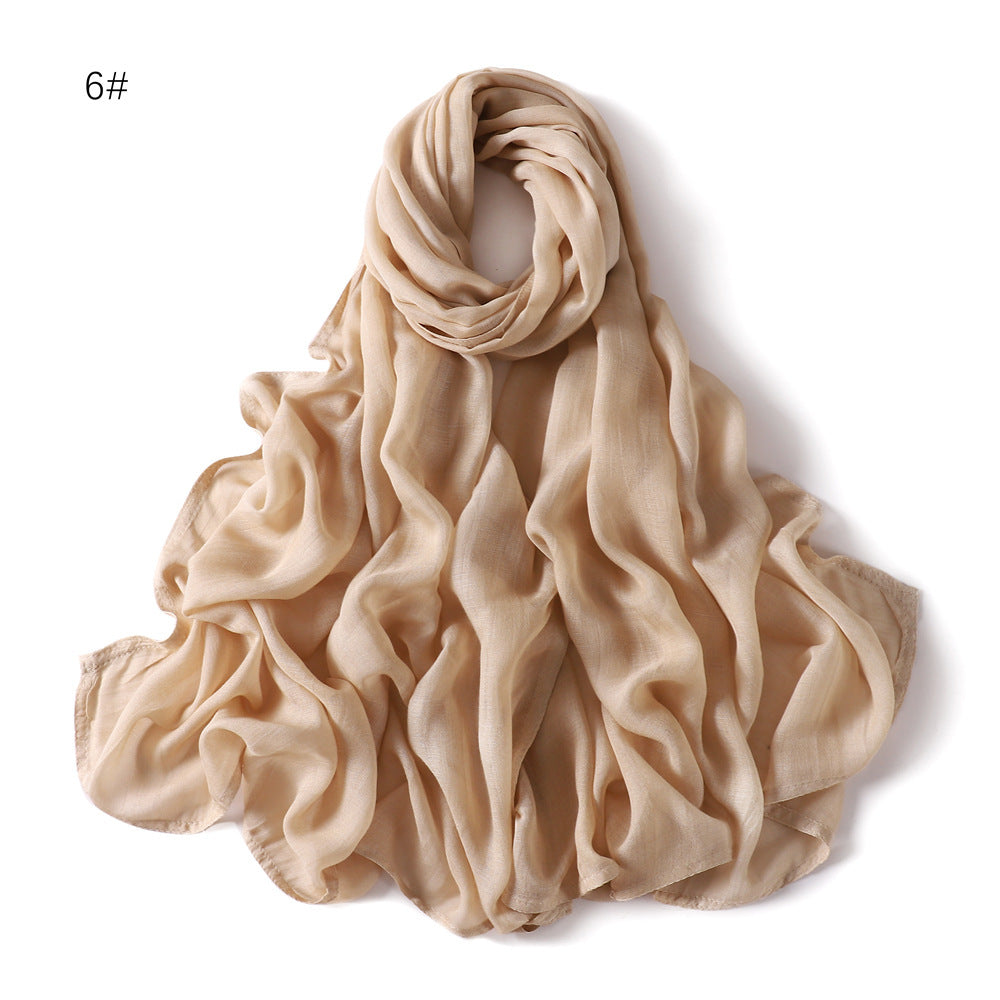 Solid Color Wide-brimmed Cotton And Linen Monochrome Scarf Veil