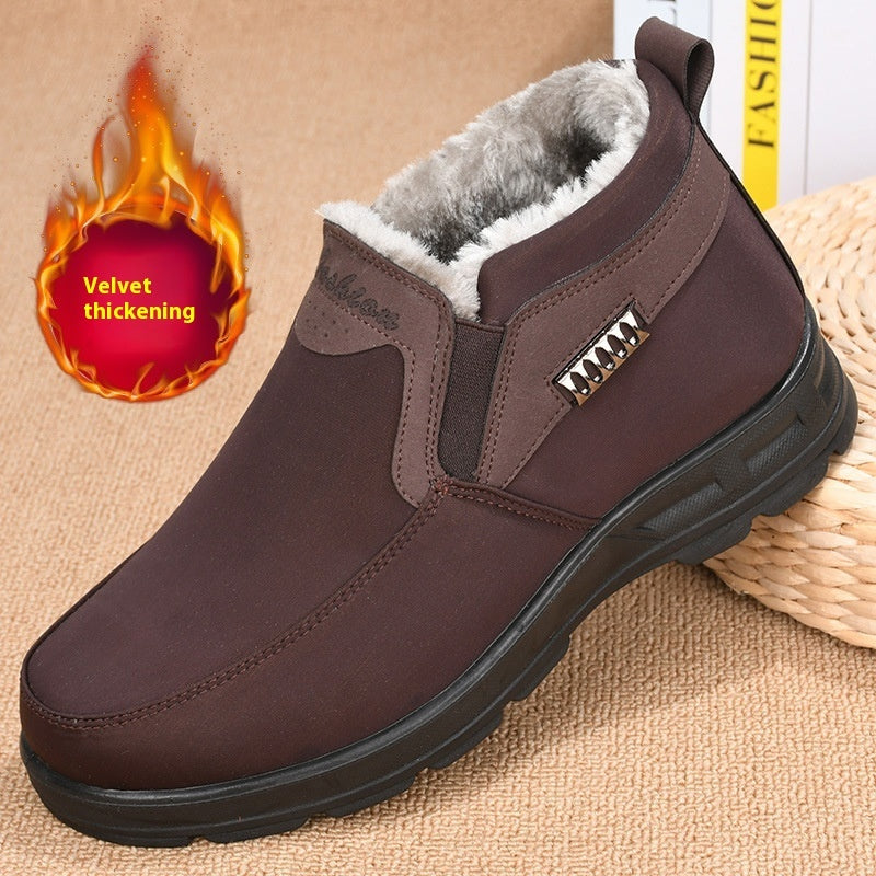 Winter Fleece-lined Thick Waterproof Warm Men's Cotton Shoes