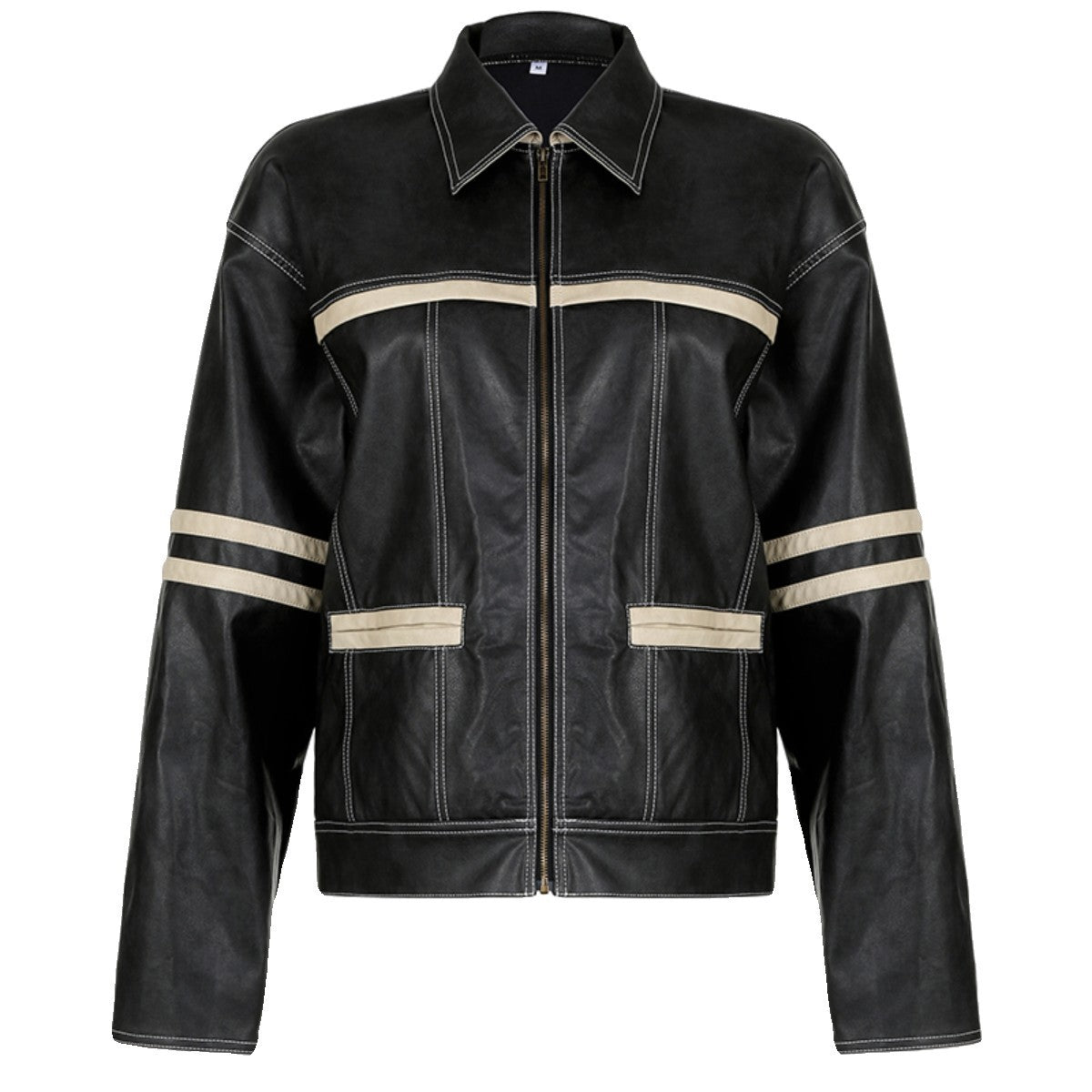 Women's Retro Contrast Color Split Leather Coat