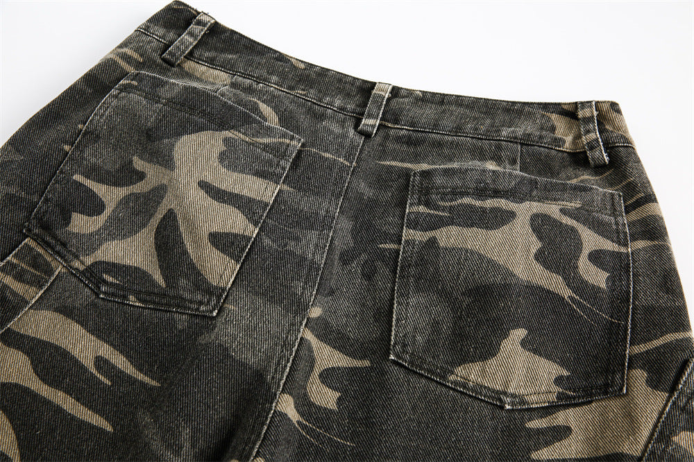 Camouflage Multi-pocket Cropped Pants Men's Outdoor Sports