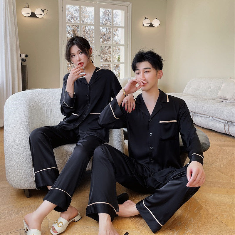 Couple Pajamas Lapel Cardigan Long Sleeves