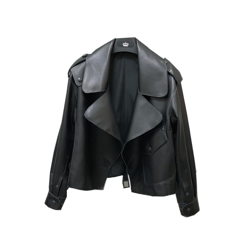 Women's Short Loose Small Leather Jacket