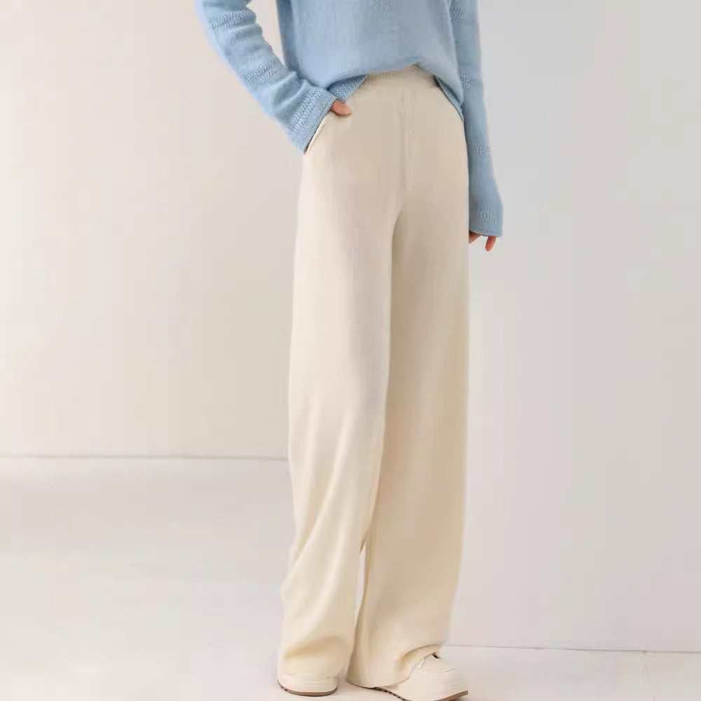 High Waist Casual All-match Knitted Mop Trousers Thickened