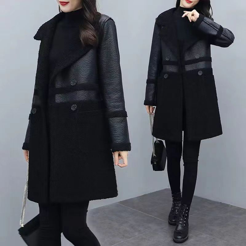 Women's Lambswool Haining Leather Coat