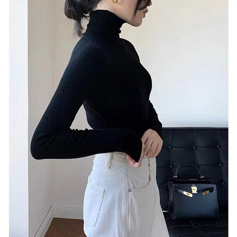 Women's Turtleneck Bottoming Shirt Fur Inner Wear Sweater Knitted Top