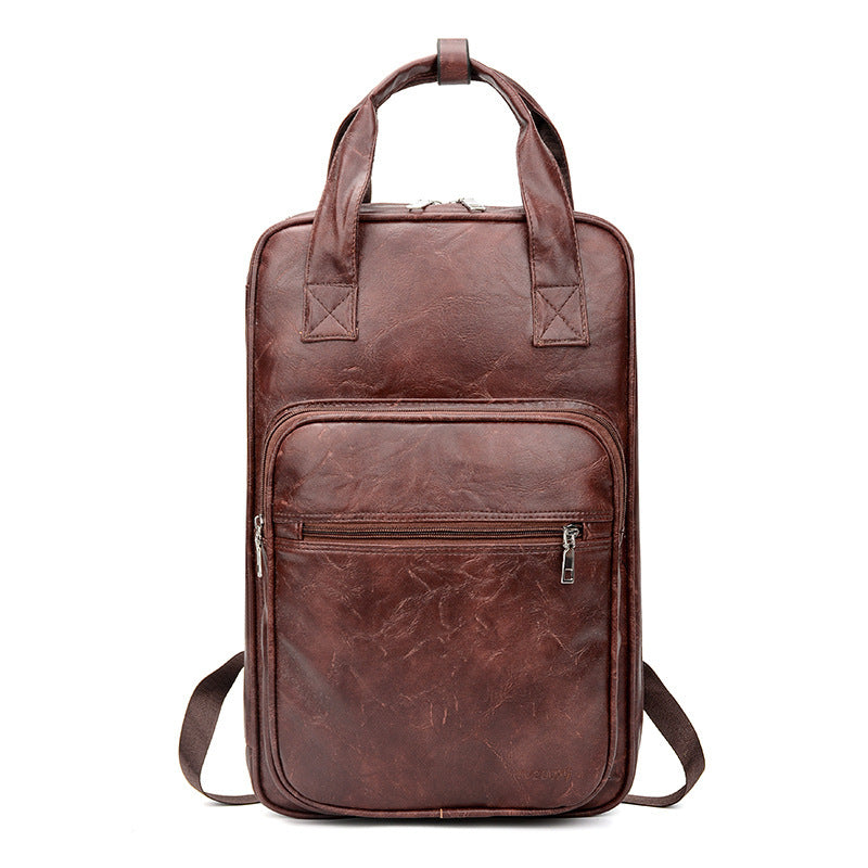 Simple Thick Leather Waterproof Backpack